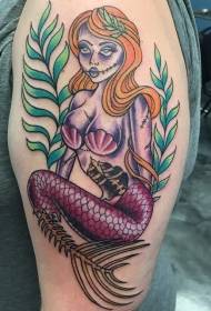 pattern ng tattoo ng sirena na kulay ng balikat