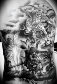 Spettaculare tema riligiosu spalla modellu tatuaggio di anghjulu neru