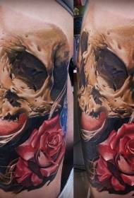 mtindo wa kweli wa fuvu la rangi na muundo wa tattoo