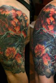 Stunning shoulders of various color video game hero tattoo designs
