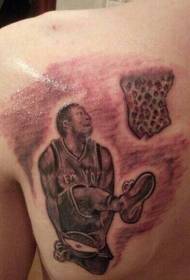 भूरा भित्तिचित्र बास्केटबॉल खिलाड़ी टैटू चित्र