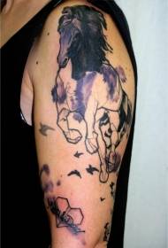 плече аквареллю стиль працює кінь татуювання малюнок