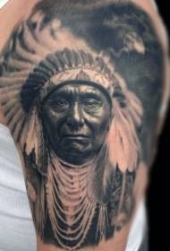 рамо Вистинска боја во боја на индиски портрет тетоважа
