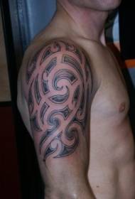 Tribal tattoo-patroon van de schouder zwart korte grote lijn