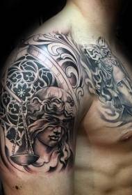 Modello del tatuaggio della statua del nero di stile dell'illustrazione del grande braccio