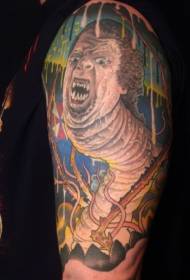 плечо цвет ужаса полупрозрачный узор татуировки полумесяца
