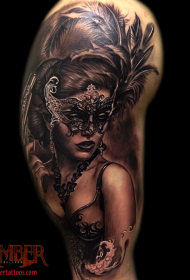 Spalla Realismo Stile Colore di Maschera Tatuaggio di Donna