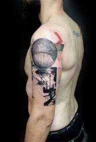 Modello del tatuaggio del grande pallone colorato stile della nuova scuola