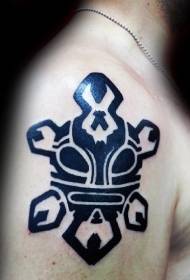 Wzór tatuażu Starożytna maska na ramię żółwia totem