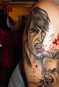 old school tecknad stil design färg Bloody vampire man tattoo