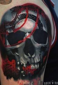 tradycja na ramionach Stylowa kolorowa czaszka z wzorem tatuażu