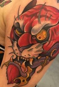 Big arm asian style red evil tiger tattoo pattern