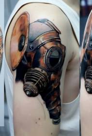 tatuaggio meccanico a maschera antigas a colori stile scuola nuovo di zecca