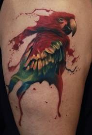 váll akvarell stílusú papagáj tetoválás minta