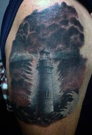 Dream Shoulder Painted Big Lighthouse Tattoo Pattern