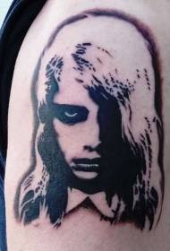 ramo črna grozljivka dekle portretna tetovaža