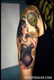 barva ramene stará škola žena tetování vzor