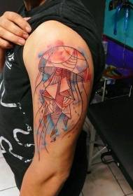 hombro acuarela pintura medusas tatuaje patrón