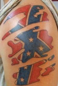 Patró de tatuatge de lletres esquinçades a la pell de l'espatlla