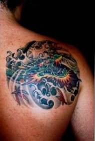Vyriškas nugaros azijiečių dažytas drakono tatuiruotės modelis