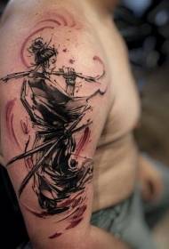 estilo de tinta no ombro padrão de tatuagem Samurai japonês