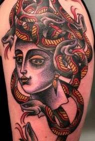 shoulder color old school ຮູບແບບ tattoo Medusa