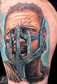 shoulder color European and American man portrait tattoo picture