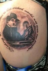 immagine tatuaggio spalla stile retrò uomo ritratto
