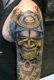 mmala oa mahetla samurai ntoa ea helmete ea tattoo