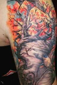 meravelloses imatges de tatuatges d'arbres i arbres solitaris de colors meravelloses