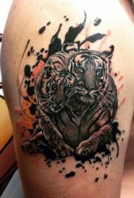 romantic watercolor ara meji tiger tatuu Àpẹẹrẹ