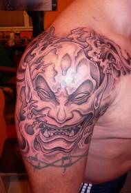 Modello di tatuaggio demone spalla stile asiatico