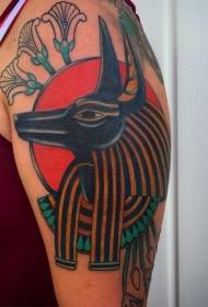 warna desain sederhana pola tato potret Mesir
