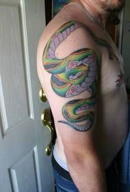 Imagens de tatuagem de cobra colorida no ombro