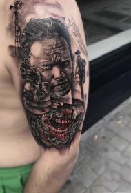 Schulterfarbe Denim und Zombie Western Thema Tattoo Bilder