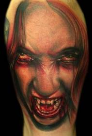 realistic color creepy vampire tattoo pattern