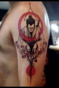 plecu japāņu tradicionālās krāsas Warrior Tattoo Picture