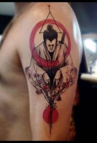 spalla Immagine tradizionale giapponese del tatuaggio del guerriero di colore