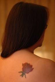 modello di tatuaggio rosa rossa spalla femminile
