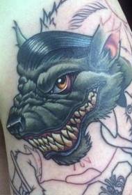 Shoulder ფერი დაუმთავრებელი სასაცილო Werewolf Tattoo ნიმუში