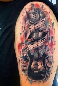 chitarra di combinazione originale colore spalla con tatuaggio nota