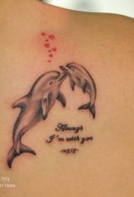 bega kahawia dolphin na muundo wa tattoo ya barua