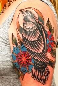 barva ramene staré školy vrána tetování vzor