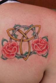 shoulder color trinity red rose tattoo pattern