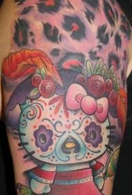 sorbalda kolorea Mexikoko Hello Kitty tatuaje tradizionala