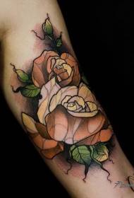 spalla tatuaggio colorato rosa stile scuola nuova immagine