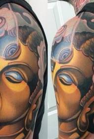 Красочная загадочная картина татуировки статуи с новым традиционным стилем на плече