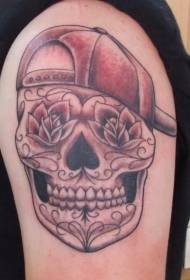 Na ramenih mehiški nasmeh lobanje tatoo vzorec