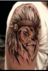 рамо резба стил обоена индиска тетоважа со ветер лав