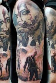 плечовий колір фільмів жахів різних монстрів та татуювання зомбі